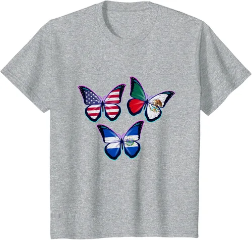 Vista 54 de Multiculti Heritage. Camiseta El Salvador México y Estados Unidos