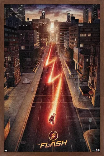 Vista 7 de Trends International DC Comics TV - The Flash - Póster de pared de una hoja de calle, 14.725 x 22.375 pulgadas, versión enmarcada de madera