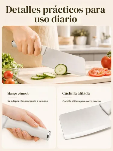 Vista 7 de Juego de cuchillos con bloque, juego de 5 piezas de bloque de cuchillos pequeños, cuchillos de acero inoxidable que ahorran espacio con soporte