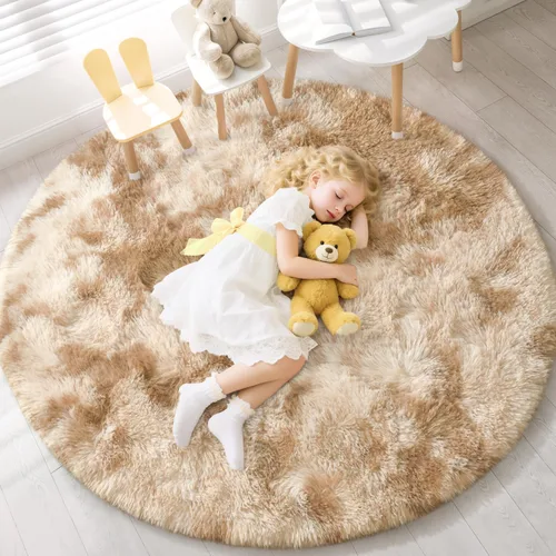 Vista 17 de EVOIONOS Alfombra Redonda Negra para Dormitorio, 4x4 Pies Alfombra de Área Circular Suave y Esponjosa para Sala de Estar, Alfombra Circular de Felpa