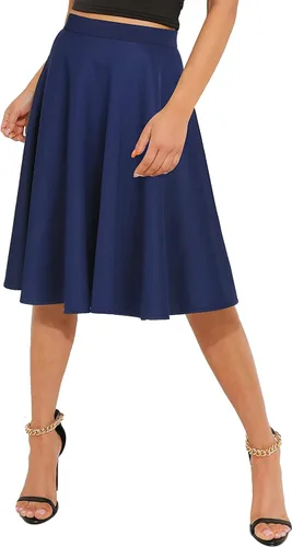 Vista 3 de Urban CoCo Falda midi acampanada básica con cintura elástica para mujer