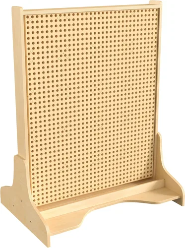 Vista 4 de Classroom Essentials Base de pared independiente de doble cara de madera con acabado natural de grado comercial con paneles de clavijas