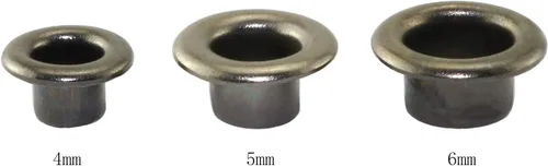 Vista 2 de RuiLing 100 ojales de metal negro de 0.157 pulgadas (0.157 in), ojales redondos para agujeros internos, remaches, accesorios de artesanía en cuero