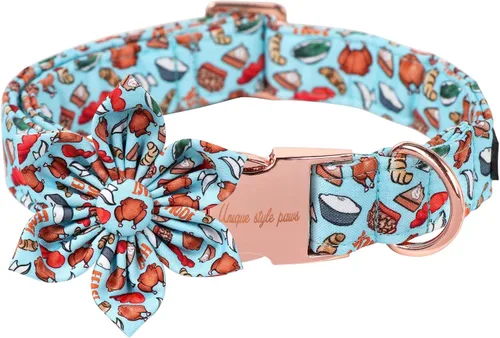 Vista 16 de Collar de perro de Halloween de estilo único con arco de flores de Unique Style Paws, collar de calabaza de algodón para perros pequeños, medianos