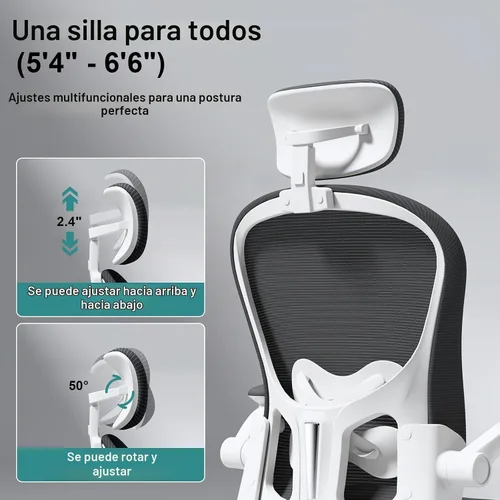 Vista 4 de Silla de oficina ergonómica de malla, color negro