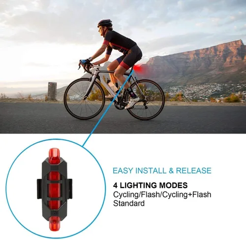 Vista 2 de Luces de bicicleta, luz delantera súper brillante para bicicleta, 1200 lúmenes, IPX6 impermeable, 6 modos, luz de ciclismo, linterna con luz trasera