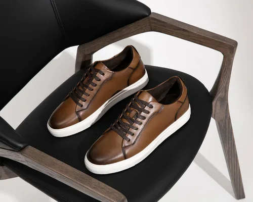 Vista 5 de Jousen Zapatos deportivos de moda para hombre, de cuero pulido, zapatos casuales de negocios con estilo retro para hombre