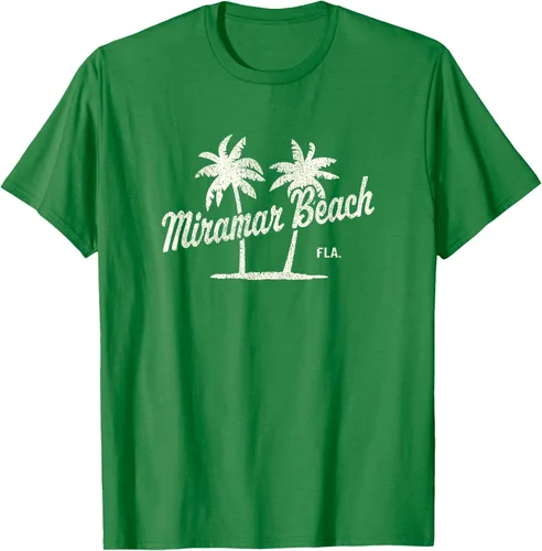 Vista 4 de Miramar Beach Florida Vintage 70s Palm Trees - Camiseta gráfica, Azul / Patchwork, S