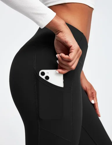 Vista 4 de Heathyoga - Leggings con forro de vellón y bolsillos para mujer, leggings térmicos, pantalones de yoga cálidos de cintura alta para mujer