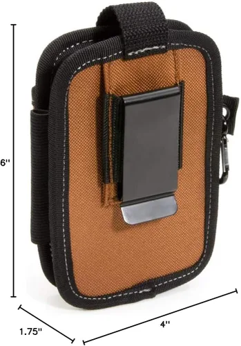 Vista 8 de Dickies Bolsa grande para teléfono con 2 compartimentos, clip de acero de ajuste universal para cinturón de herramientas, correa de seguridad sobre
