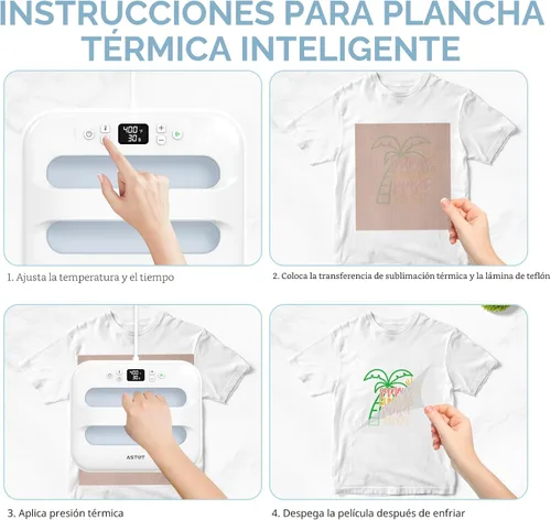 Vista 4 de AST&T Máquina de prensa térmica de 12 x 10 pulgadas, portátil y fácil de prensar para camisetas, almohadas, bolsas de mano y más, color blanco