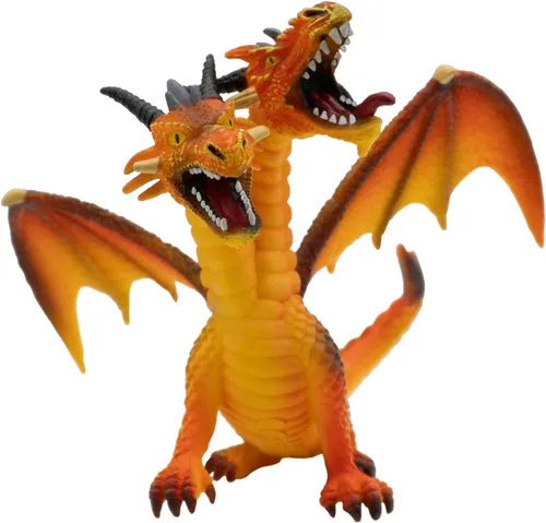 Vista 3 de Bullyland Figura de acción de dragón con dos cabezas en naranja