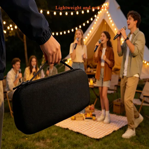 Vista 2 de Wireless Microphone Case, Dual Wireless Microphone Storage Box, Hard EVA Mic Carrying Case, Dual Mic Bag with EVA Hard Shell Exterior Compatible