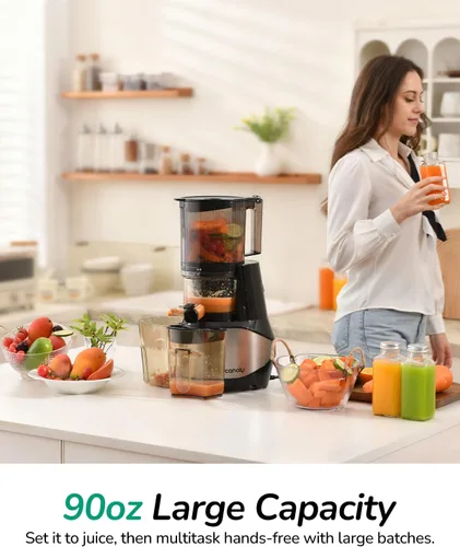 Vista 7 de Canoly Exprimidor de prensa fría 3 en 1 C09, hace jugo, sorbete y leche