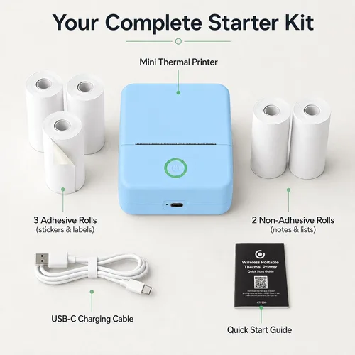 Vista 6 de Mini impresora térmica portátil, Bluetooth, azul Sierra Sierra Azul