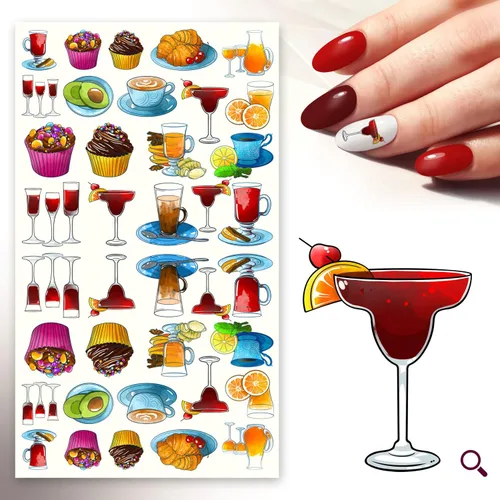 Vista 4 de Calcomanías de uñas (5 hojas) FLONZNAIL Sweet Night Coctail Dinner Decoración de uñas