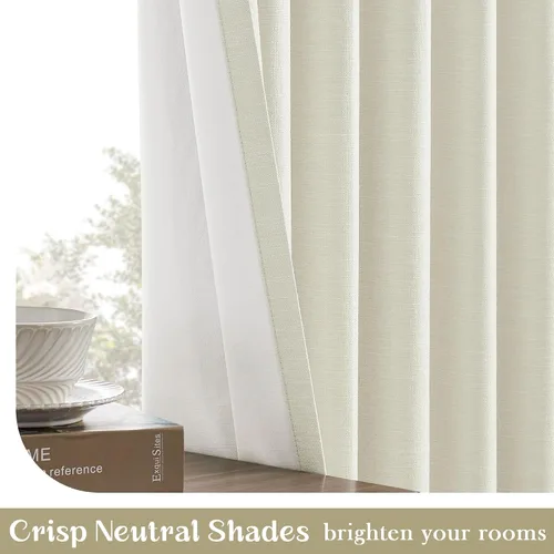 Vista 5 de Cortinas opacas de 54 pulgadas de largo para dormitorio, sala de estar, cortinas beige con aislamiento térmico, oscurecimiento de la habitación