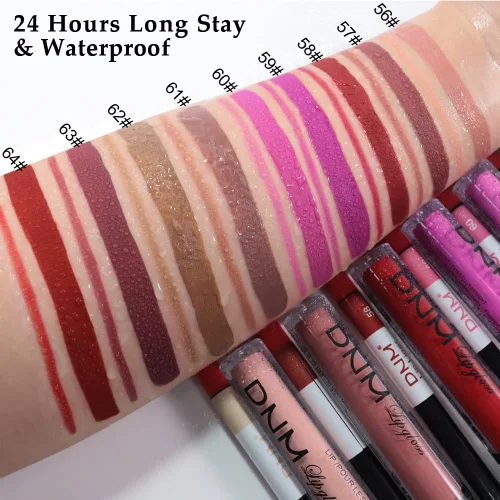 Vista 5 de AMY'S DIARY Juego de 2 piezas de delineador de labios y lápiz labial mate color marrón palisandro, tinte de labios verde brillo labial lápiz labial