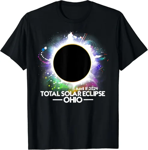 Vista 2 de Total Solar Eclipse 2024 OHIO 8 de abril de 2024 Totality Camiseta, Negro