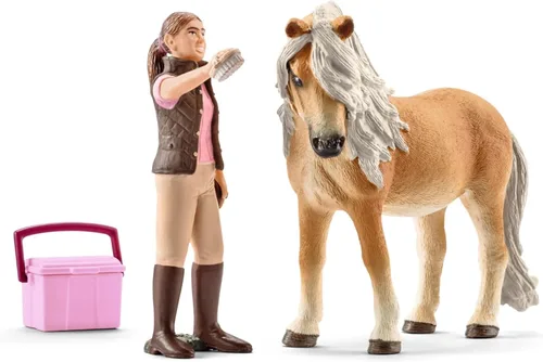 Vista 6 de Schleich Horse Club Horse Toy para niñas y niños a partir de 5 años, novio con pony islandés