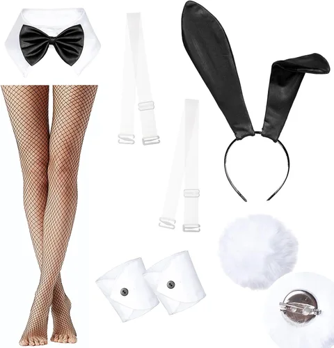 Vista 5 de Conjunto de traje de disfraz de conejito para mujer una sola pieza con accesorios