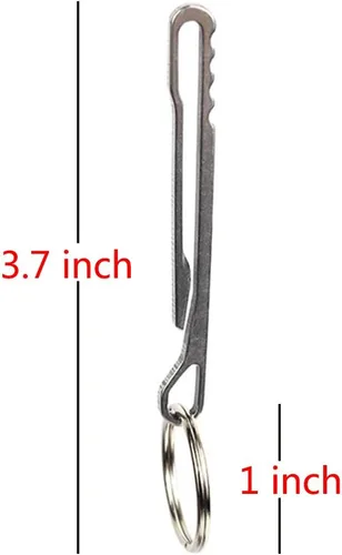 Vista 4 de 2 llaveros de acero inoxidable con hebilla colgante, herramienta portátil EDC Quickdraw