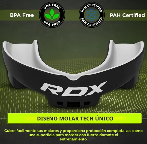 Vista 2 de RDX Protector Bucal para Boxeo MMA Kickboxing Muay Thai Judo Karate - Protector de Mandíbula con Funda de Almacenamiento para Adultos, Artes Blanco