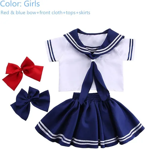 Vista 6 de Disfraz de luna marinera para niñas, uniforme escolar japonés Kawaii para cosplay, traje azul marino