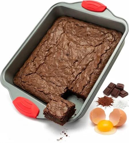 Vista 8 de Boxiki Kitchen Ceramic Square Cake Pan, 12x10x2 Inch Aluminized Steel Baking Pan, KFCC Korean Ceramic Coated Nonstick Bakeware, Heavy Duty Oven Safe