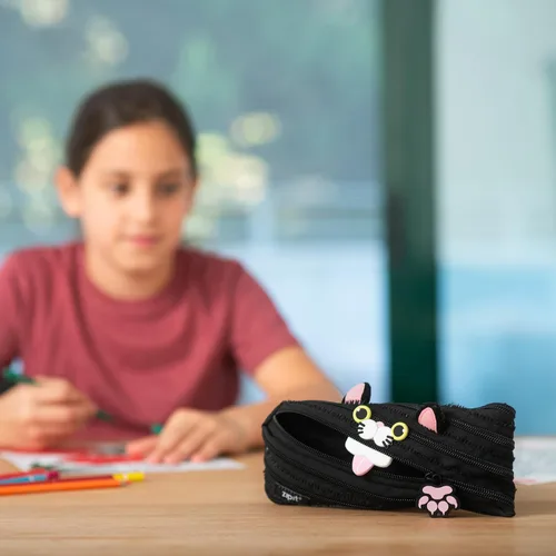 Vista 2 de ZIPIT - Estuche con cremallera para lápices con diseño de gato para niñas, lindo estuche con cremallera para niños y adolescentes, bolsa