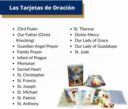 Vista 4 de Paquete de 54 Tarjetas Sagradas Variadas con Santos Católicos y Oraciones