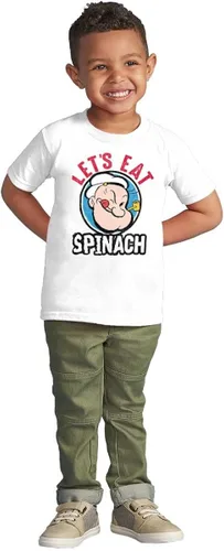 Vista 3 de Brisco Brands Popeye Let's Eat Spinach Cool Retro Toddler Boy Girl T Shirt