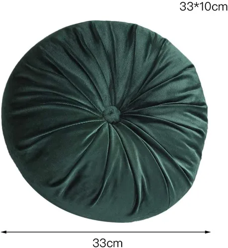 Vista 6 de TRRAPLE Almohadas redondas, cojín de terciopelo de calabaza, almohada redonda plisada decorativa para el hogar, para sofá, cama, sala de estar