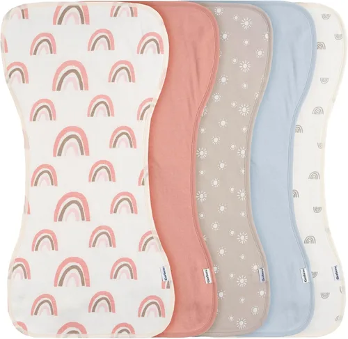 Vista 9 de Gerber Paños unisex para eructos para bebé, paquete de 5, azul dorado, tamaño 10.5 x 21 pulgadas