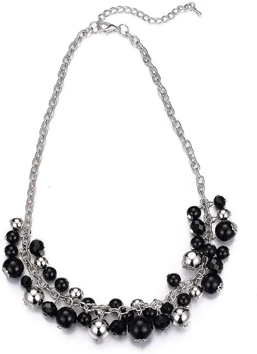 Vista 5 de Collares con colgante de cadena corta para mujer, joyería de moda de plata con perlas y cuentas de cristal, regalos de cumpleaños para mujer