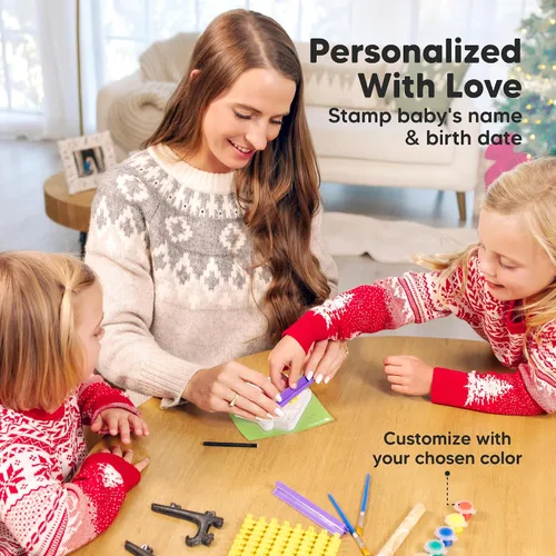 Vista 7 de Kit de Huellas de Manos y Pies de Bebé - Adorno Personalizado para la Primera Navidad del Bebé, Adorno Recuerdo de Huella de Recién Nacido, Kit