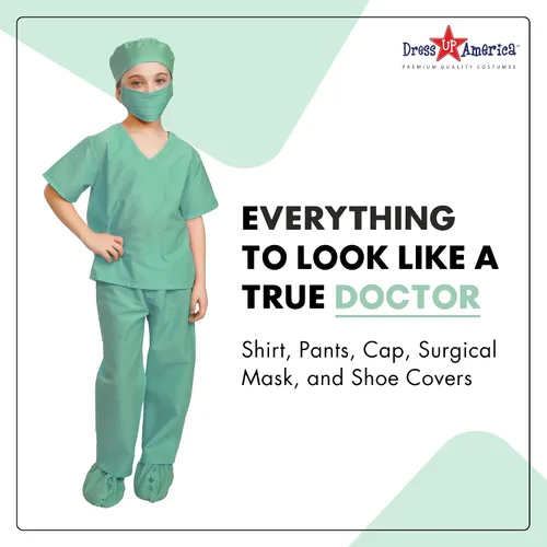 Vista 2 de Dress Up America Doctor Scrubs Para Niños - Disfraz de médico y enfermera para niños