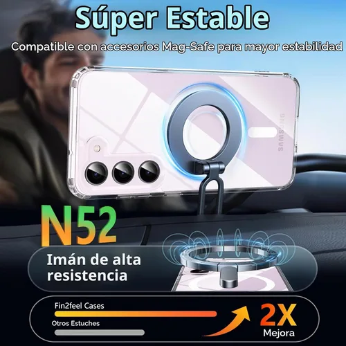Vista 3 de Funda para Samsung Galaxy S23 con un 200% más fuerte magnético, funda para teléfono S23 con protector de pantalla, protección de grado militar