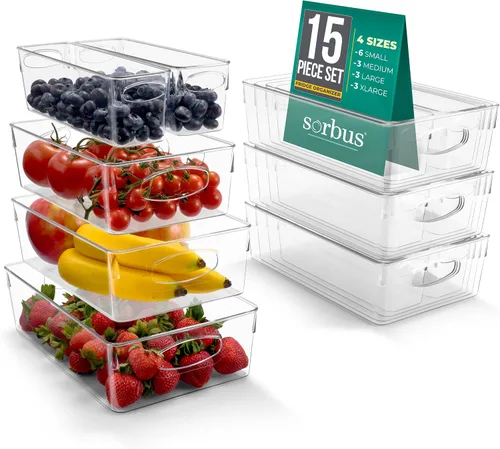 Vista 8 de Sorbus Juego de 10 Contenedores de Plástico Transparente Medianos – Contenedores Transparentes para Organizar, Organizadores de Refrigerador