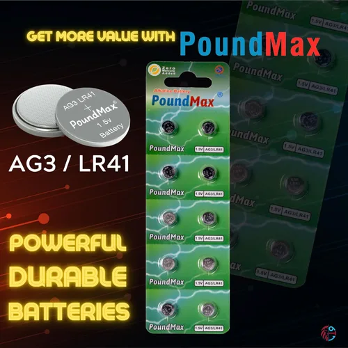 Vista 7 de PoundMax AG3 LR41 Baterías 1.5v Batería alcalina de botón - 10