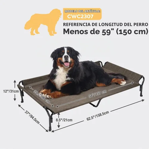 Vista 3 de Veehoo Cama elevada refrescante para perro con barandilla, cuna elevada para mascotas, para interiores y exteriores, cama para mascotas XXL