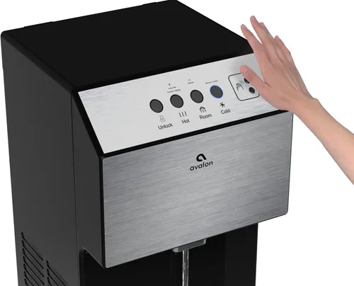 Vista 4 de Avalon Dispensador de agua eléctrico sin contacto y sin botella con BioGuard - 3 temperaturas, reloj digital con control de temperatura