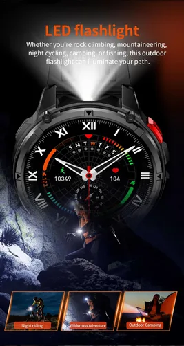 Vista 12 de Relojes inteligentes múltiples modos deportivos para hombres con linterna, reloj inteligente para Android y iPhone, pantalla táctil HD de 1.7 Negro