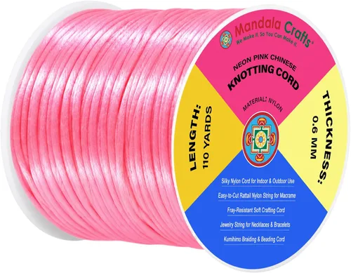 Vista 88 de Mandala Crafts Cordón de satén de cola de rattail de 0.02 in para nudos