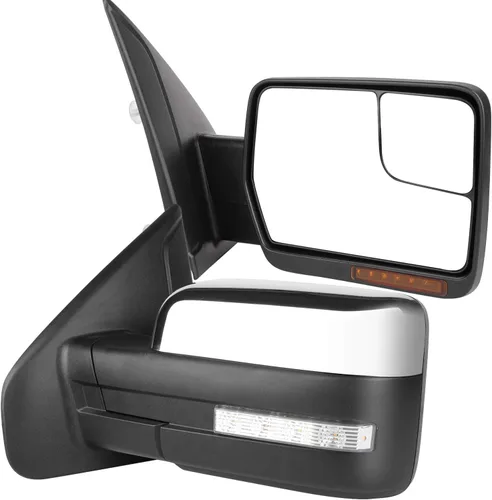 Vista 16 de Conjunto de espejo lateral del conductor o del pasajero para Ford F150 F250 F350 plegable manual, sin calefacción, color negro liso, paquete de 1