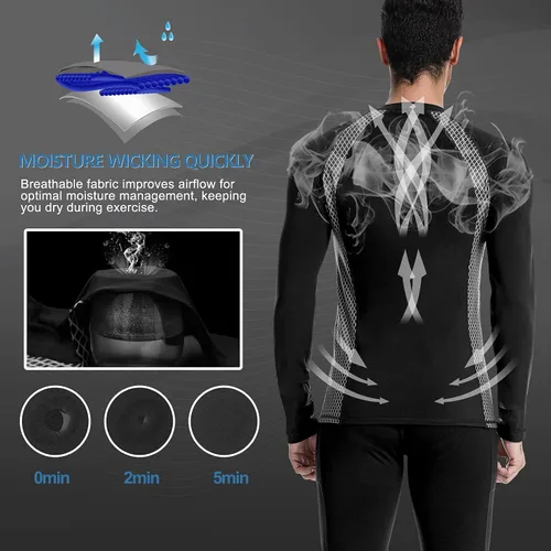 Vista 3 de MEETWEE Paquete de 4/5 camisas de compresión térmica para hombre, manga larga, forro polar, capa base, equipo de entrenamiento de invierno
