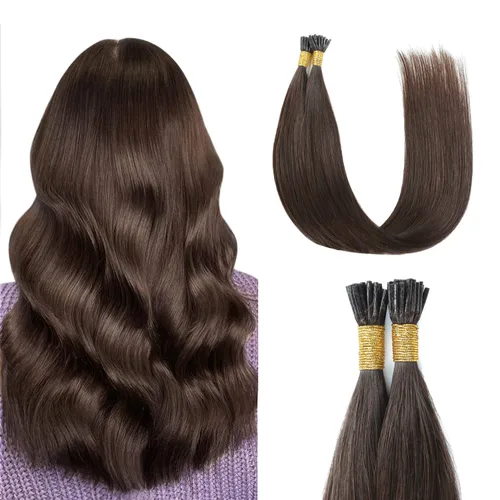 Vista 12 de Sunya - Extensiones de cabello humano con punta en I de 14 pulgadas, color negro azabache, extensiones de cabello humano con punta en I, extensiones