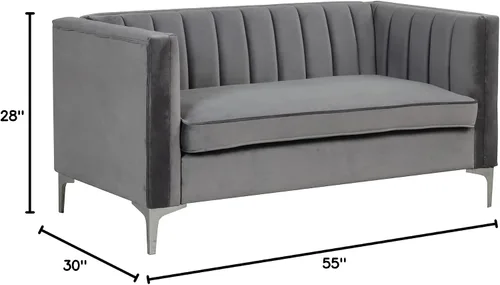Vista 2 de Morden Fort Sofá biplaza de terciopelo de 55 pulgadas, moderno, suave, fácil de limpiar e instalar, sofá de dos plazas pequeño para sala de estar