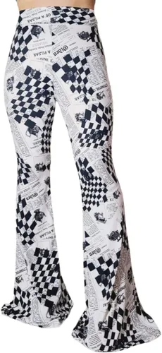 Vista 103 de ShopMyTrend - Pantalones de yoga largos con piernas anchas y acampanadas estilo palazzo, con cintura alta, para mujer