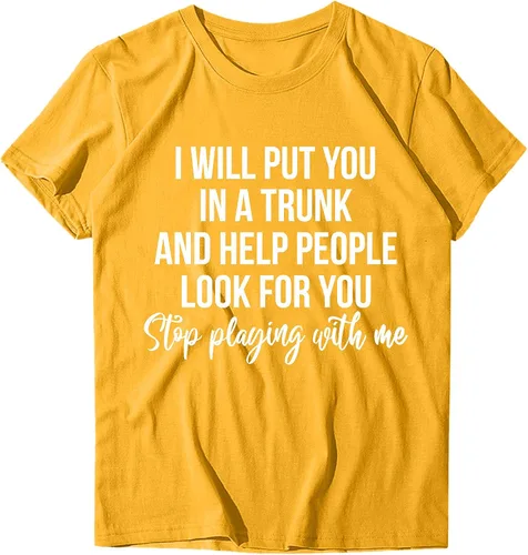 Vista 3 de Holzkary Graphic - Camiseta de manga corta para mujer con texto en inglés Stop Play With Me